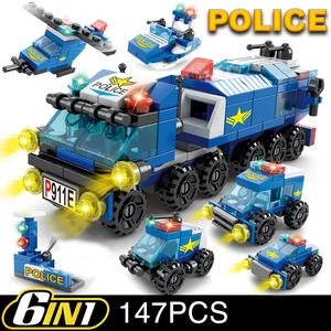 6in1 Mobil Sport Polisi Baru Mesin Rekayasa Kebakaran Truk Pemuat Mini Model Klasik Blok Bangunan Set Batu Bata Kota Mainan 8 truk semi lego penjualan terbaik - №