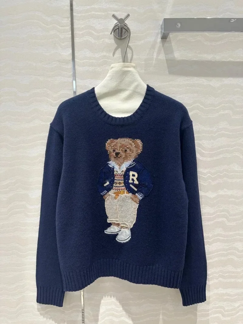 

New Autumn/winter New Women's Sweater Fashion Exquisite Cartoon Wearing Jacket Teddy Bear 10% Cashmere 90% Wool Pullover