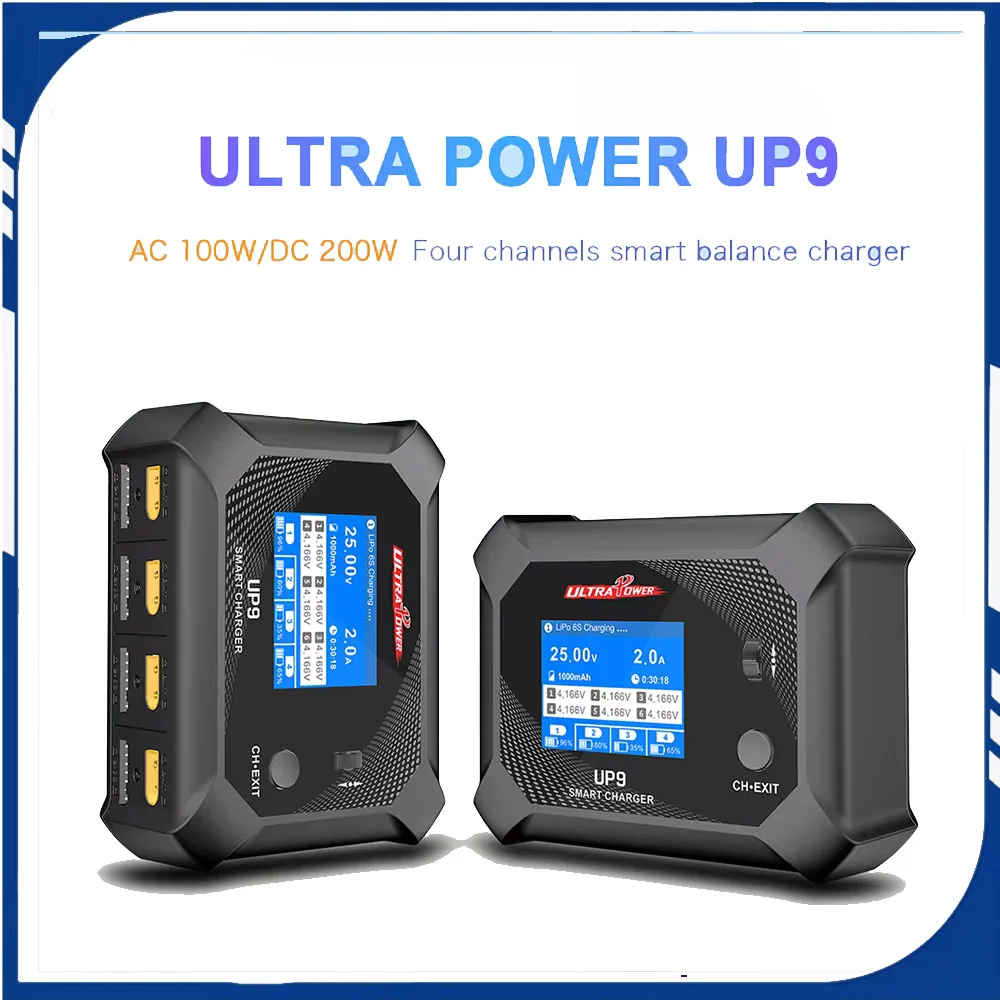 ULTRA POWER UP9 200W Four Channels Smart Blance Charger AC100W /DC 200W Double Input Battery Charger