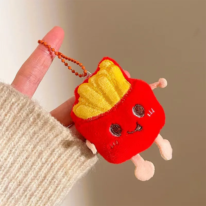 Porte-clés en peluche créatif Ins, série alimentaire de dessin animé mignon, pendentif Hamburger frites, sac à dos, décoration, cadeaux d'anniversaire