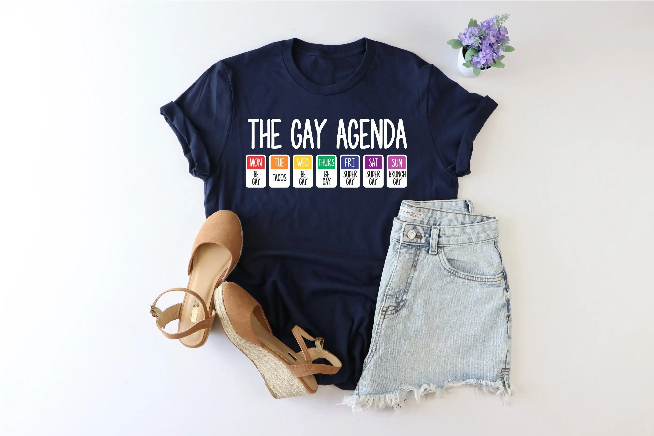 The Gay Agenda T Shirt Pride Couple LGBTQ Month Rainbow Equality Life