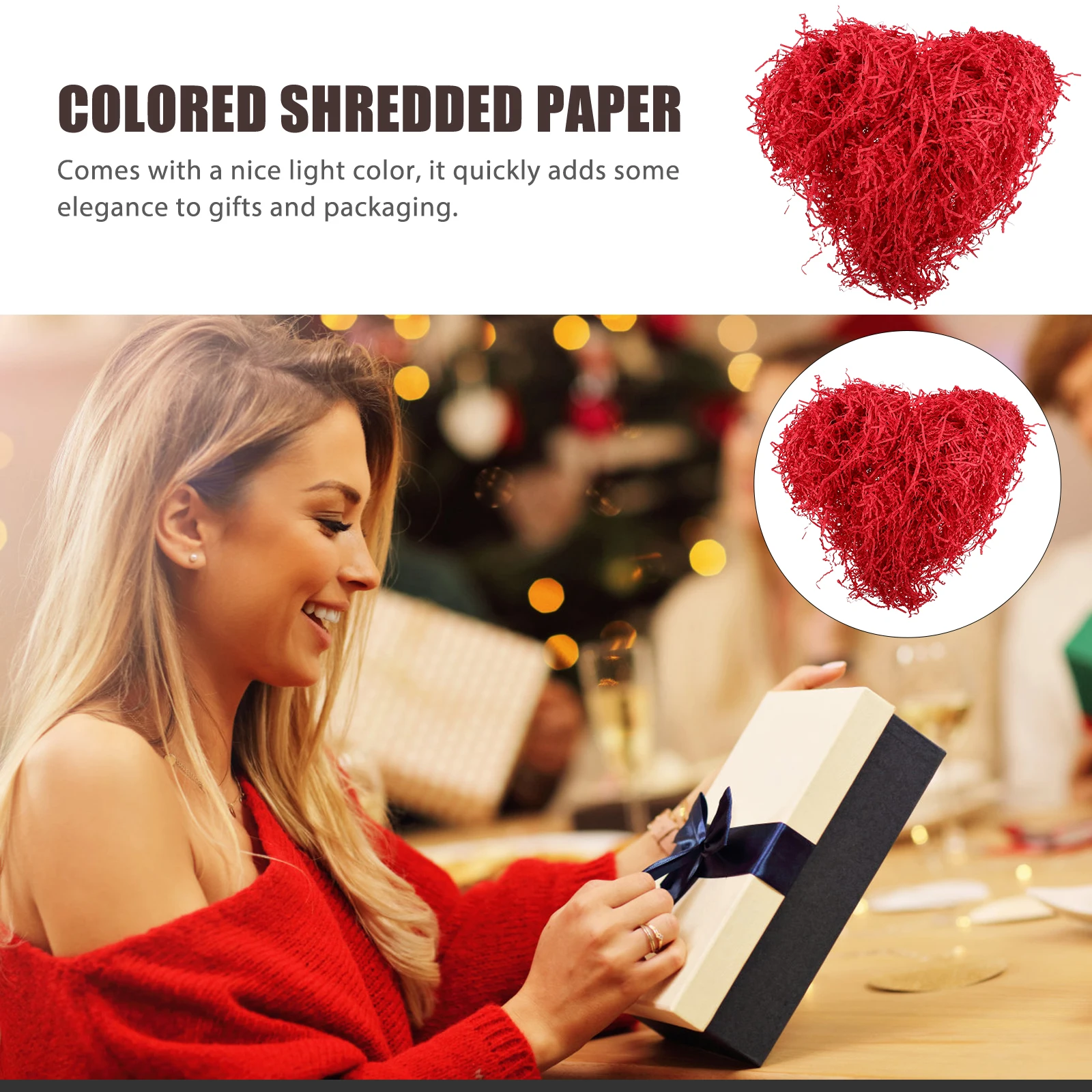 

1pcs 200g Red Shredded Paper Filler for Gift Box Packaging Crinkle Wire Soft Packing Material Christmas Basket Fillers