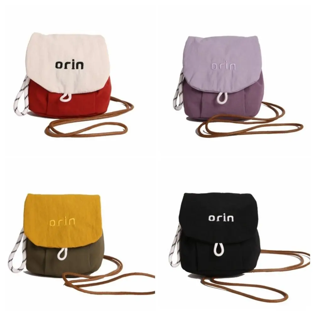 Portable Cloth Neck Hanging Bag Mini Contrast Color Children Coin Purse Headphone Bag Korean Style Small Item Bag Girl