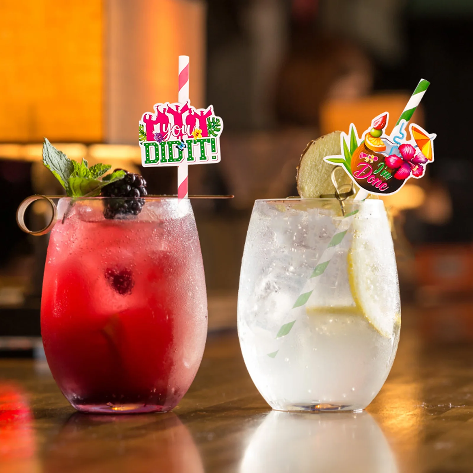 

24Pcs Graduation Party Paper Straws Graduation Themed Cocktail Straws for Home Bar Office Party Drink Decoration