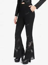ROSEGAL-Leggings à lacets avec œillets tête de mort pour femme, streetwear décontracté, pantalon crayon skinny noir, grande taille, toutes saisons, fjMujer