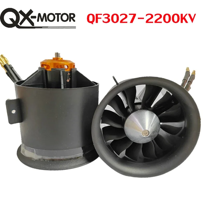 SkyDElQX-MOTOR 70mm EDF QF3027 2200KV 6S Brushless Motor 12 Blades Ducted Fan CW CCW For RC Airplane Ducted Fan Plane DIY Parts