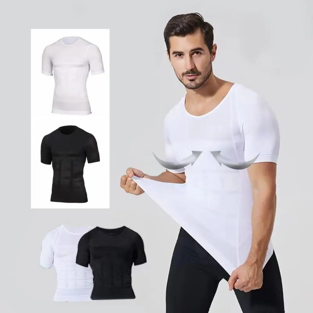 Fashion Belly Contracting Body Shaper Men Tummy Control Lingerie Men's Underwear Thin Undershirts Slimming Shapewear M