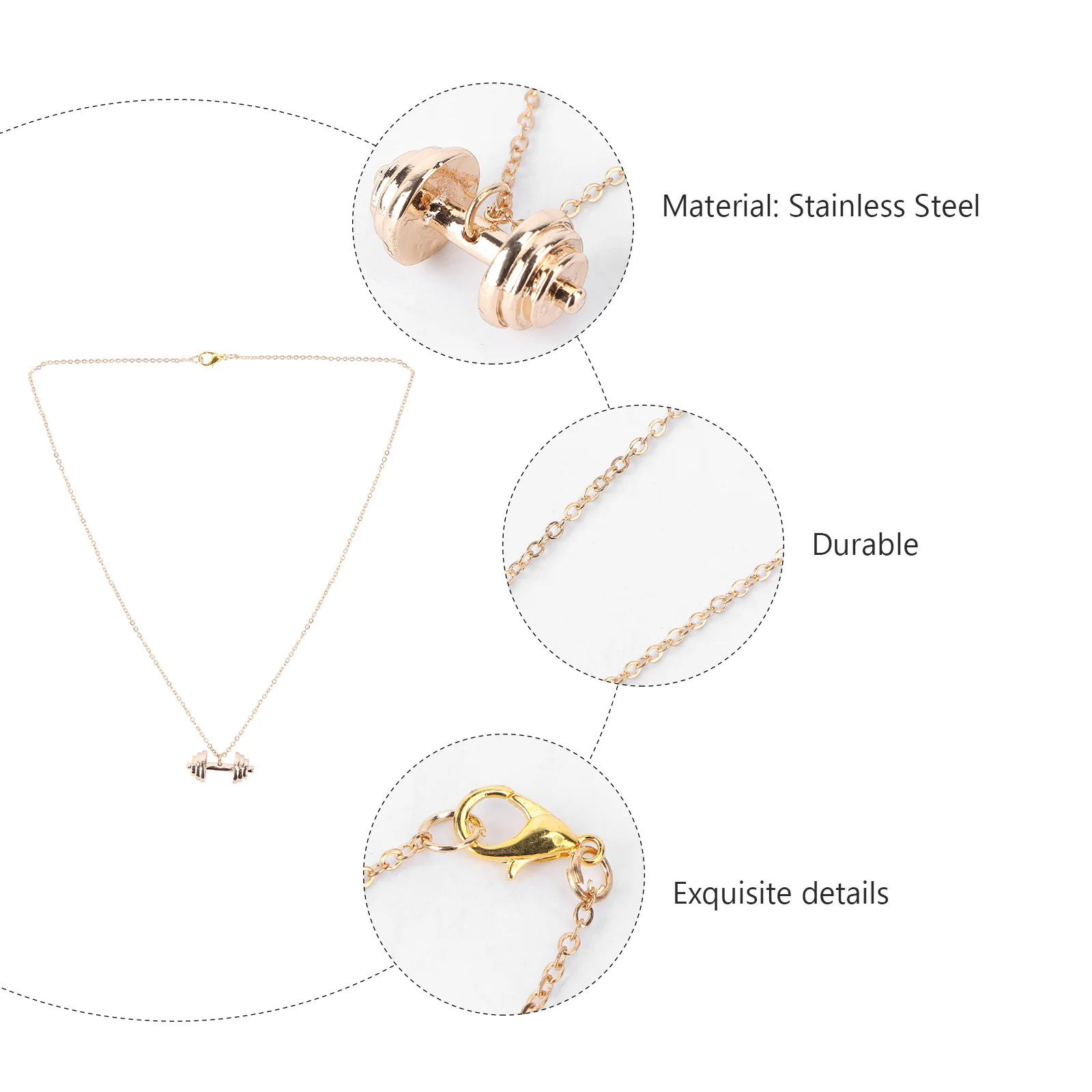 

1Pcs Dumbbell Pendant Necklace Punk Style Fashionable Decorative Neck Chain Stylish Hip Hop Male Neck Accessory