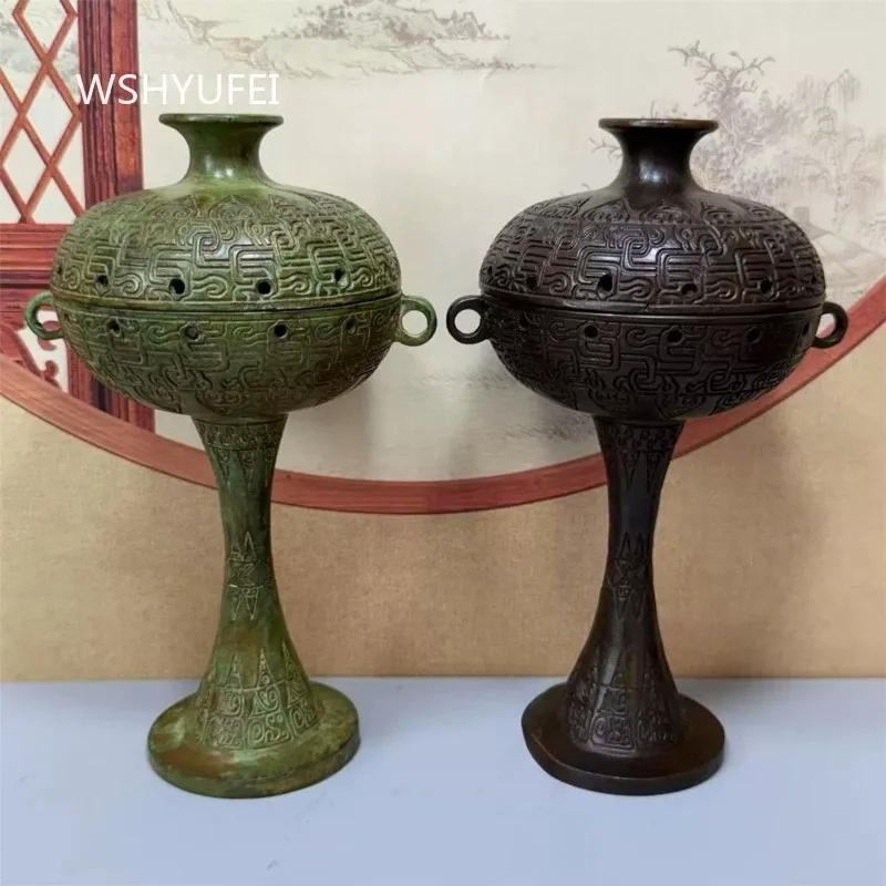 

Antique Alloy Incense Burner High Foot Incense Burner Household Indoor Sandalwood Incense Burner Chinese Style Ornaments