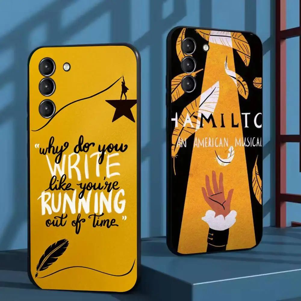 Capa de telefone musical hamilton para samsung galaxy a73,72,51,53,52,71,22,5g, nota, j7,8,9 capa preta macia