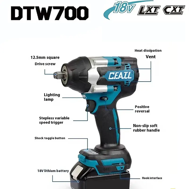 

For Makita DTW700 electric wrench brushless multifunctional 18V car maintenance 1000N. M high torque cordless impact wre