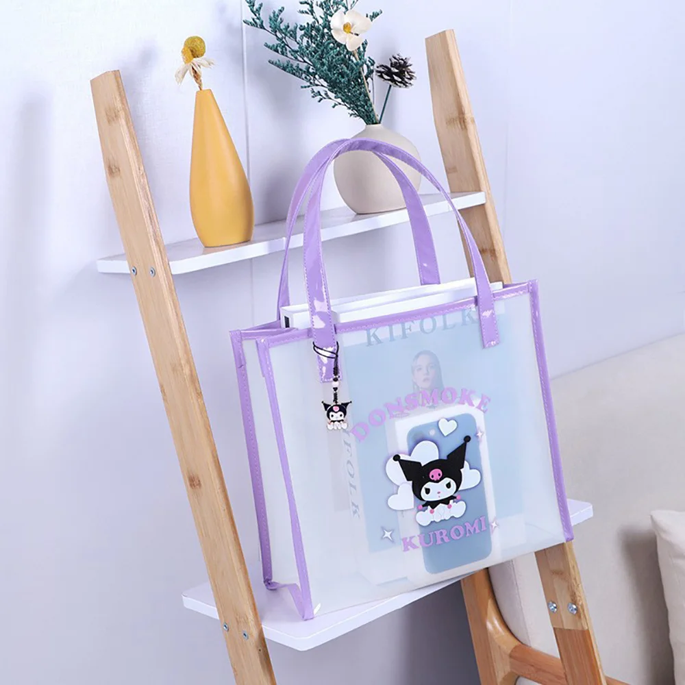 Sanrio Shoulder Bags Hellokitty Pvc Handbag Kawaii Waterproof Storage Pouch Cinnamorol Anime Tote Cute Beach Backpacks for Women