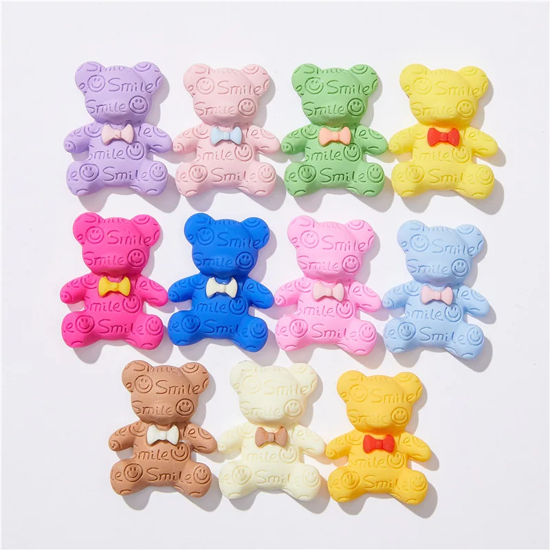 1pcs Creative English Alphabet Cartoon Bear Resin Accessories Diy Mobile Phone Cover Cream Glue Drop Glue Patch Handmade Charms