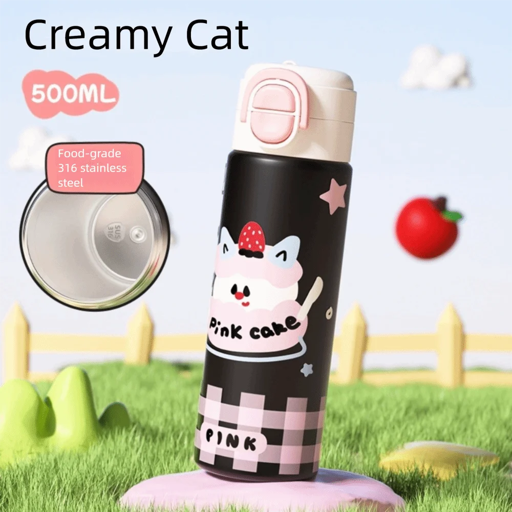 

New 500ml Bounce Insulated Cup Double Drink Portable Vacuum-insulated Bottle Large Capacity Water Bottle Accessories
