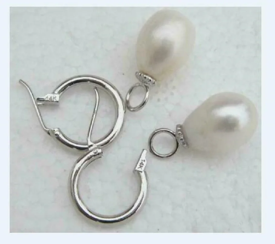 HOT AAAA 11-13MM NATURAL SOUTH SEA WHITE PEARL EARRINGS 14K WHITE GOLD