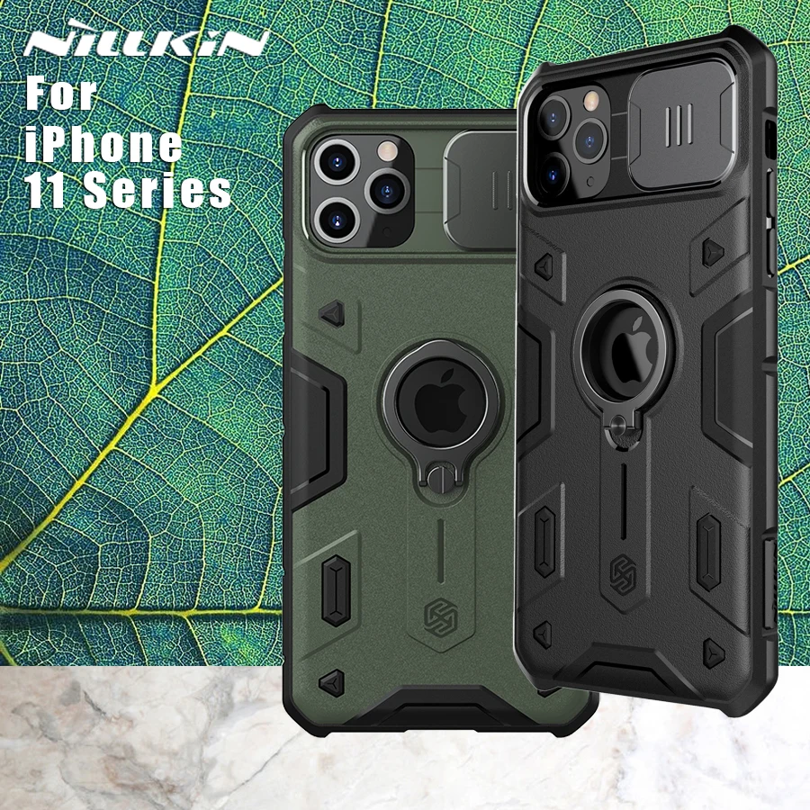 

Чехол для iPhone 11 Pro Max/11 Pro/11 NILLKIN Lens CamShied Armor Finger Ring Holder Чехол Защита камеры Задняя крышка