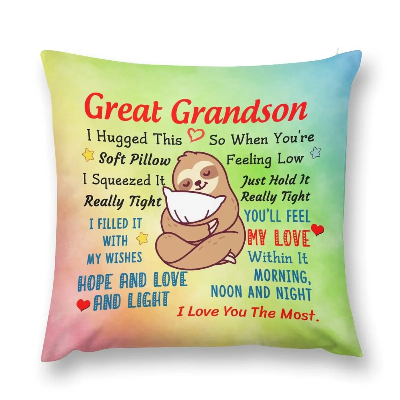 To My Great Grandson I Hugged This Soft Pillow I Squeezed It Pillow for Great Grandson from Nana Papa Throw Pillow