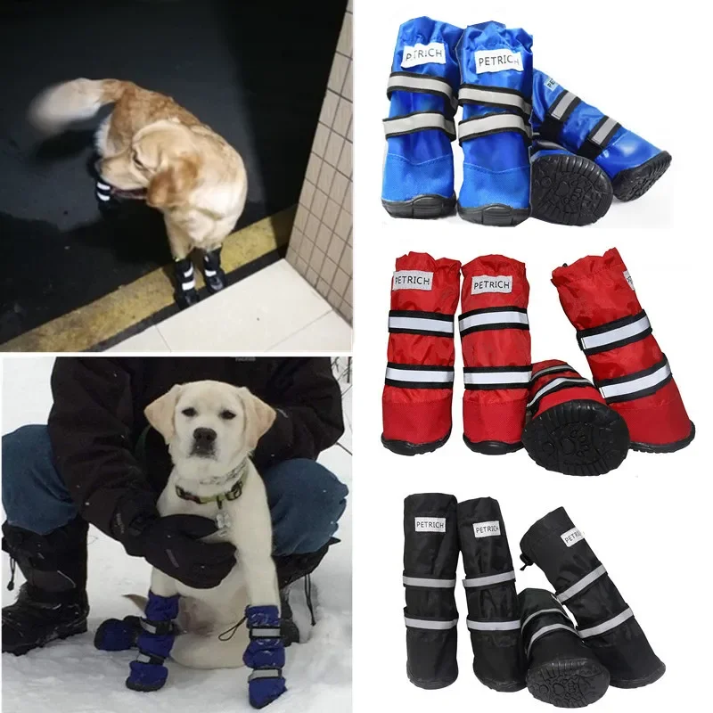 Pet dog shoes Waterproof, snow resistant, non-slip golden fur medium and large dog shoes