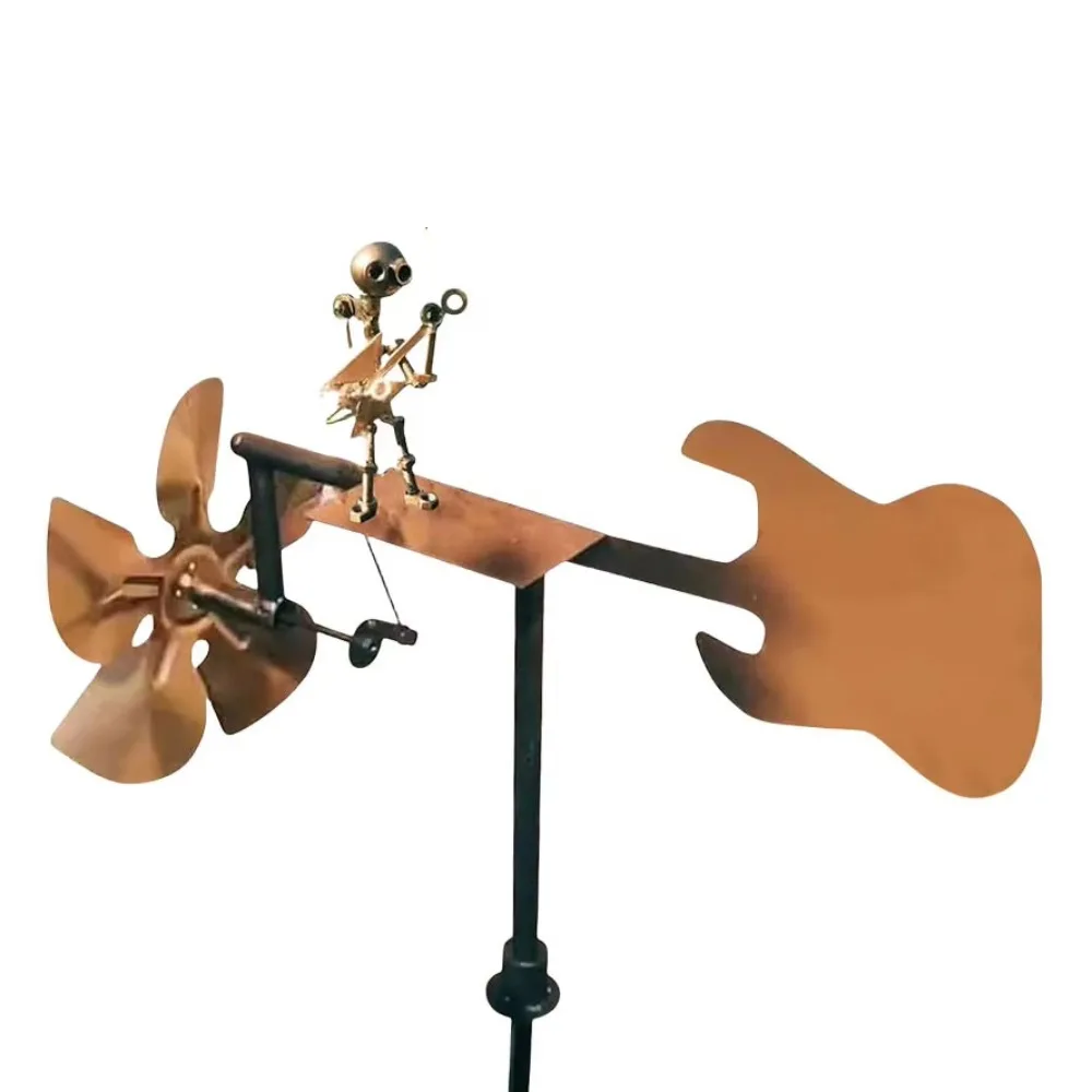 

Metal Wind Spinner Handmade Metal Drummer Windmill Funny Durable Percussionist Figurine Creative Rockin Art Figurine Plant Decor