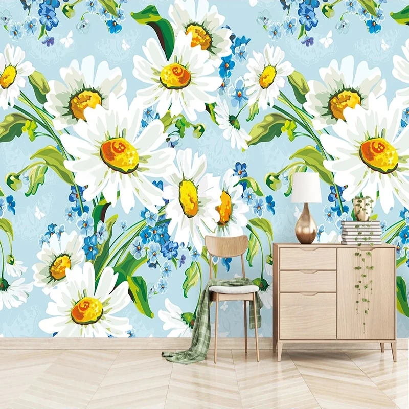 

Custom 3D Wallpaper Pastoral Style Hand-painted Chrysanthemum Wall Mural For Living Room Home Interior Decoration Wall Paper