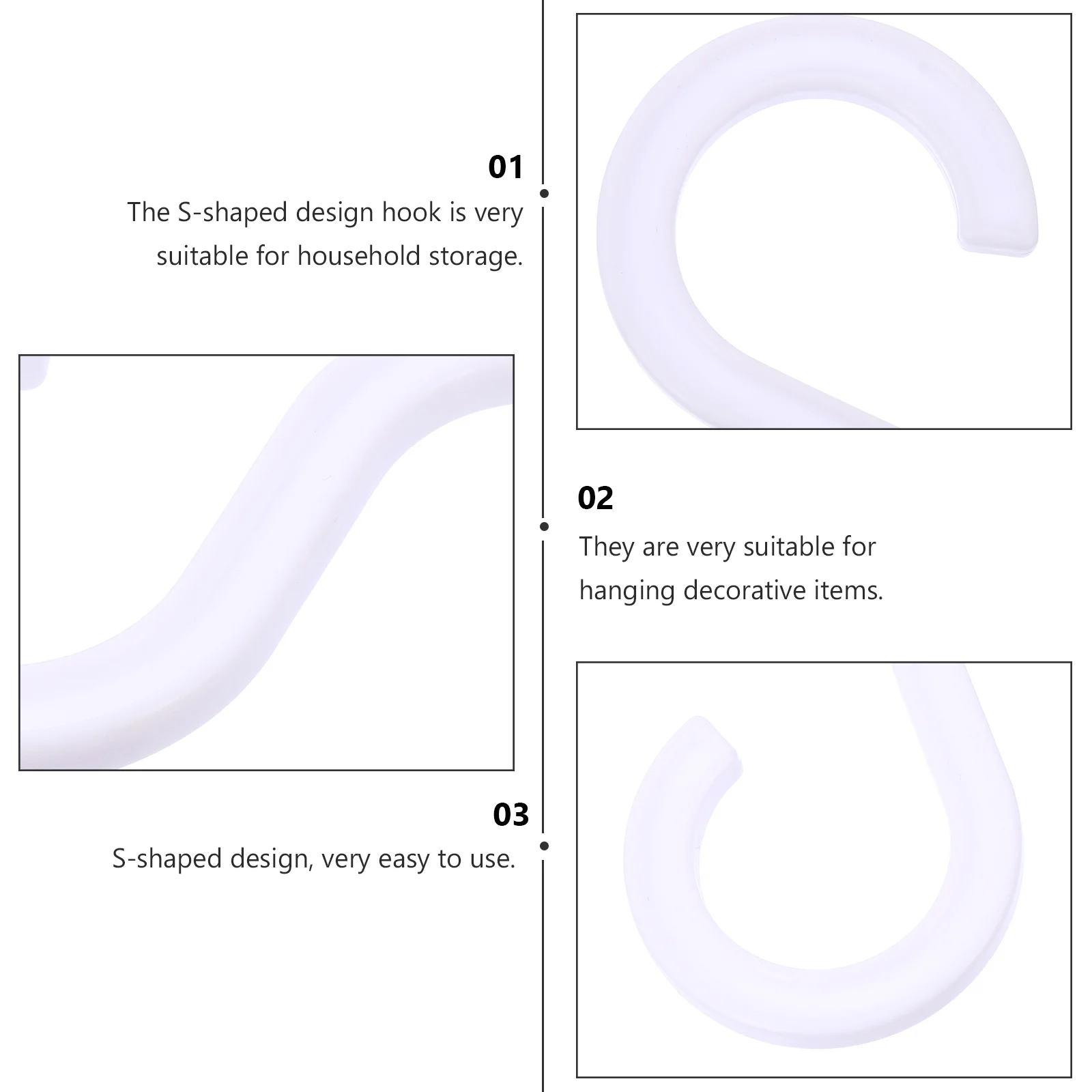 

20Pcs S Shape Hanging Hooks Plastic Storage Holders Home Decoration Kitchen Bathroom Organization Hangers Hanging Hooks