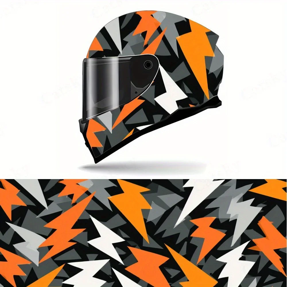 Adesivo Gráfico Abstrato Futurista Geométrico Moderno Inspirado em Tecnologia para Capacete de Moto, Decalque Gráfico de Corrida em PVC Autoadesivo e 