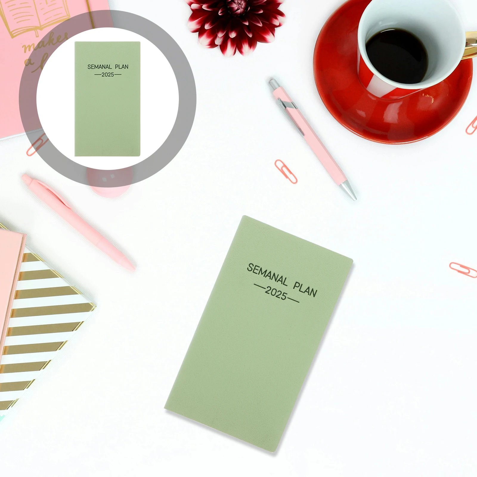 Spanish Agenda 2025 Planner Notebook Daily Weekly Schedule Diary Monthly Views Portable Pocket Size Notebooks Work Organization