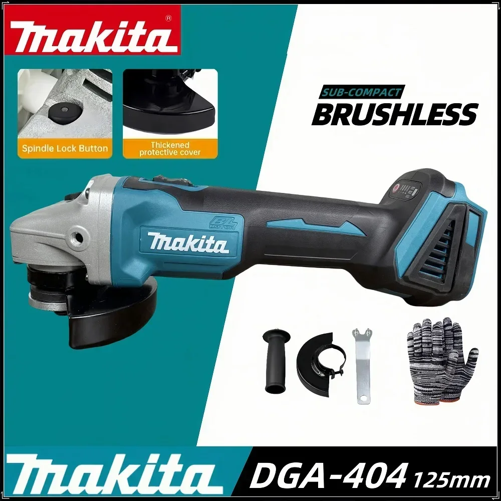 Makita 18V 125mm DGA404 Brushless Lithium Electric Angle Grinder Rechargeable Cutting Machine High Power Polishing Machine