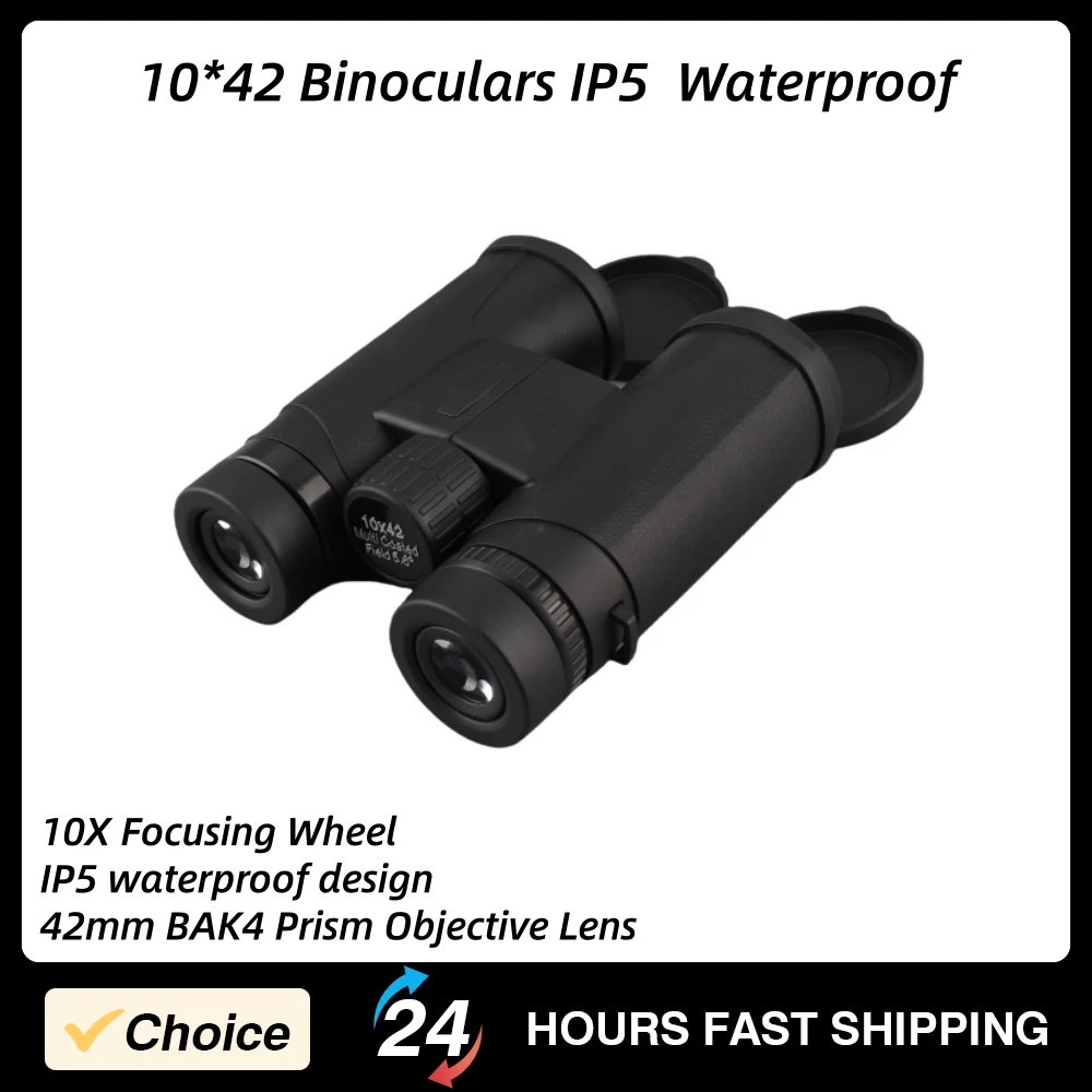 

Бинокль 10x42, портативный, ручной, с фокусировочным колесом 10X, водонепроницаемый, для активного отдыха, черный