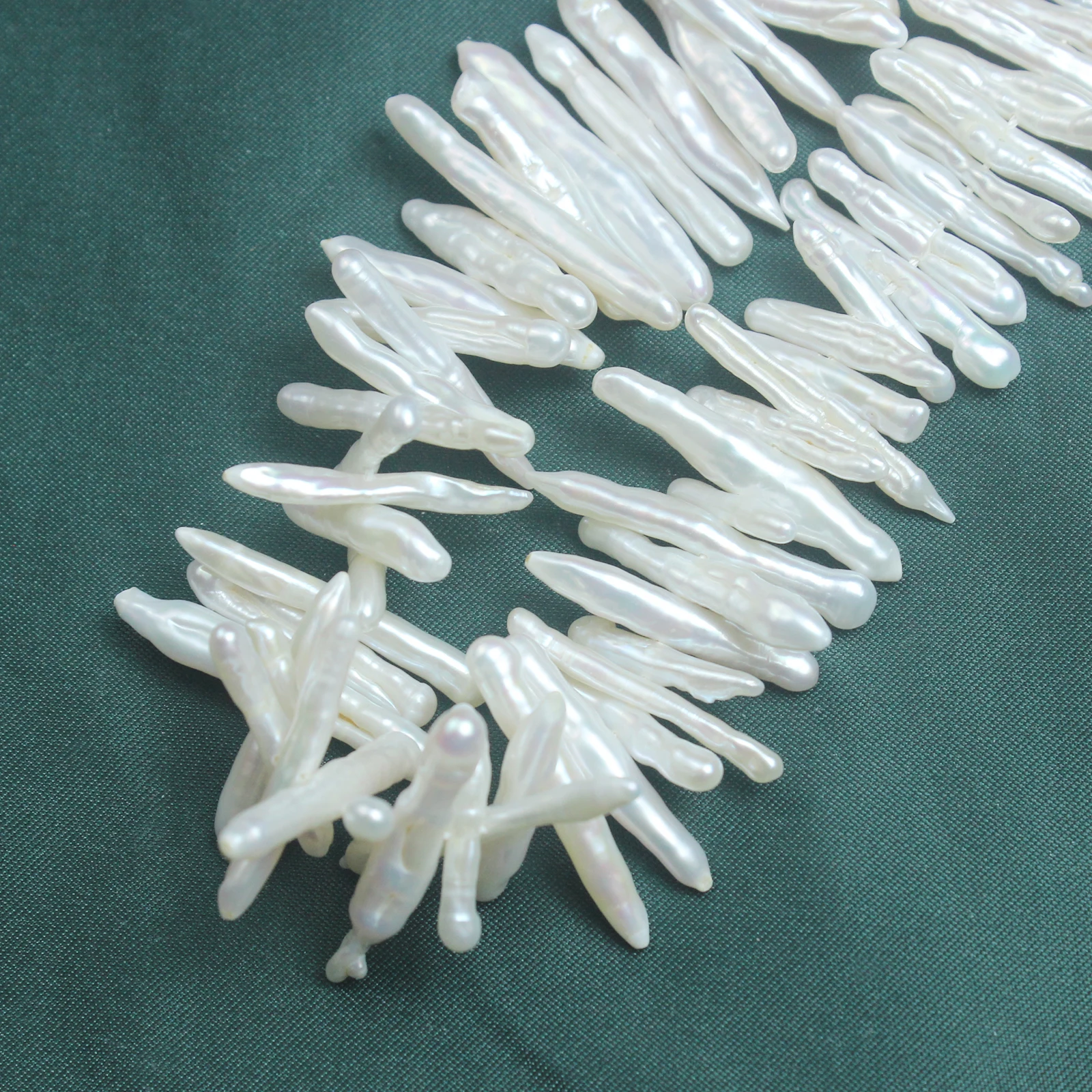 Natuurlijke Zoetwaterparel Witte Barokke Middelste Gat Tandenstoker Lange Strip Vorm Losse Kralen Armband Ketting Oorbel Kralen