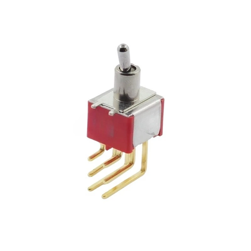 MTS-202-C4-NO Bent Pin Toggle Switch 6Pin 2 Position Gold Plated Side Mount Rocker Switch