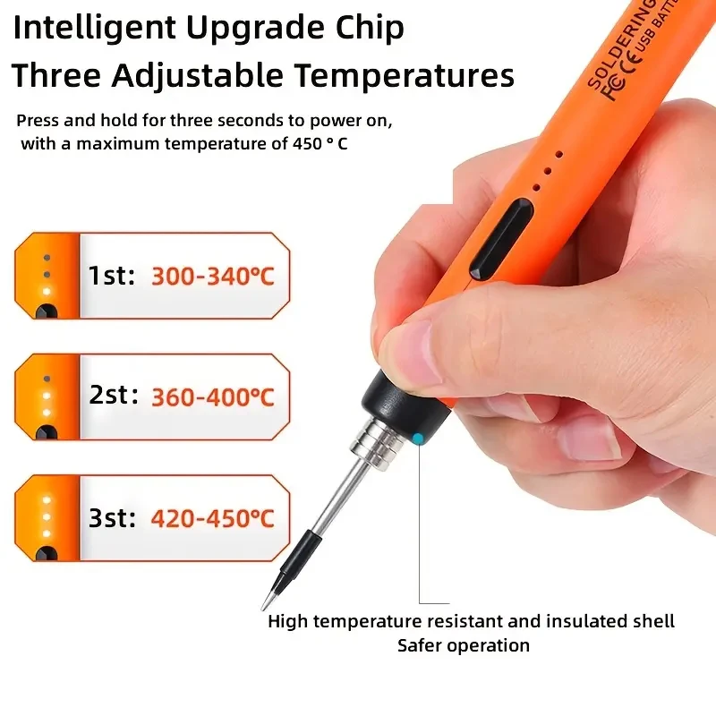 1 Set of Portable Electric Soldering Iron with Internal Heating USB Charging Wireless Home Electric Soldering Iron Set