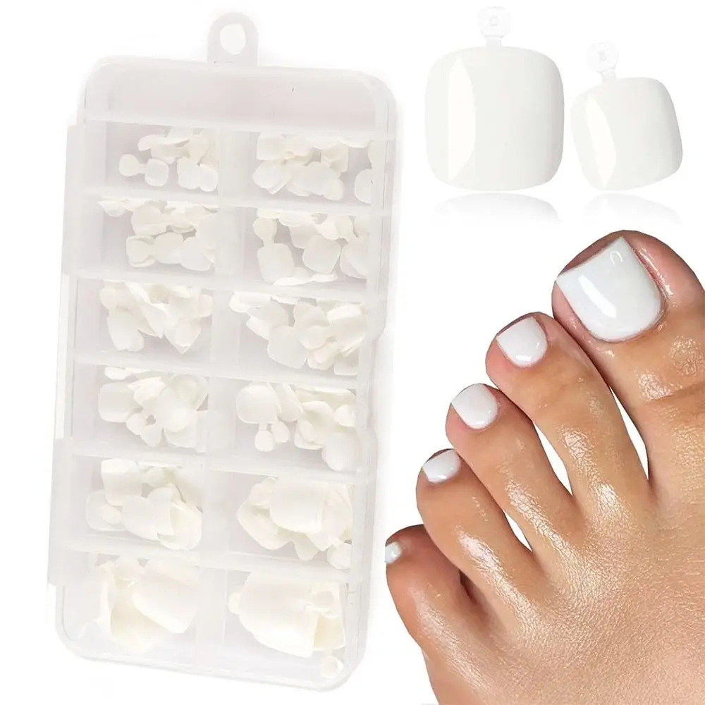 120pcs New Pure Color Press on Toenails Acrylic Artificial Fake Toe Nails False Toenail Tip Women