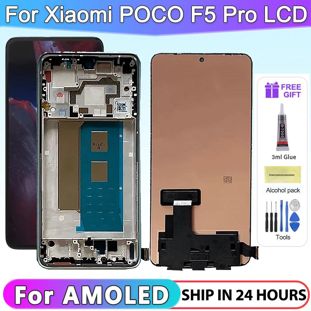 

6.67"AMOLED for Xiaomi Poco F5 Pro F5Pro 23013PC75G Lcd Display Digital Touch Screen Digitizer Assembly With Fingerprint