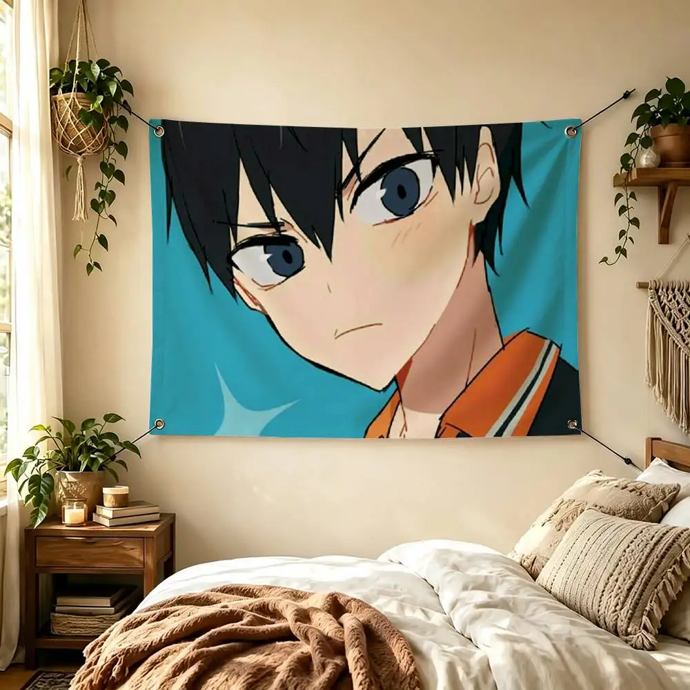 Haikyuu Tobio Kageyama Flags for Bedrooms Home Decor Items Outdoor Decors Garage Decoration Flaga