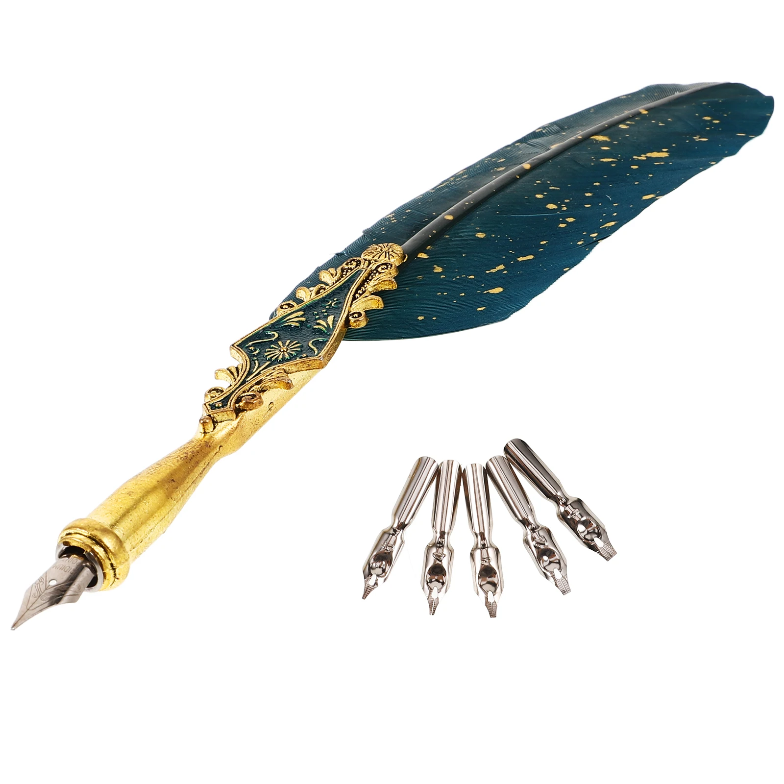 

6 Pieces Quill Pen Set Retro Calligraphy Kits Artificial Dip Pens Fountain Pen Office Writing Student Practice