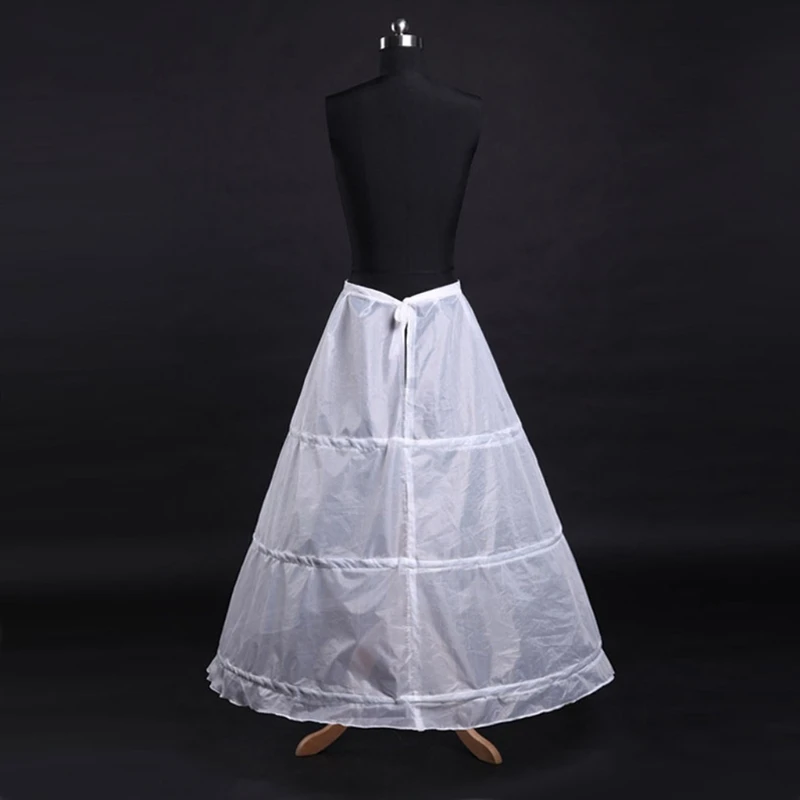 Einfache Frauen A-linie Voller Länge 3 Hoops Petticoat Hochzeit Slips Krinoline Unterrock