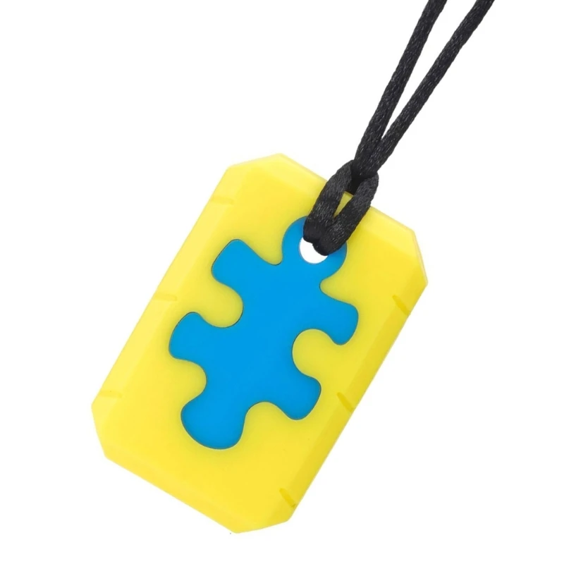 Silicone Chewing Pendant Necklace Sensory Toy Chewable Neckchain Puzzle Teether for Children with Autism and ADHD