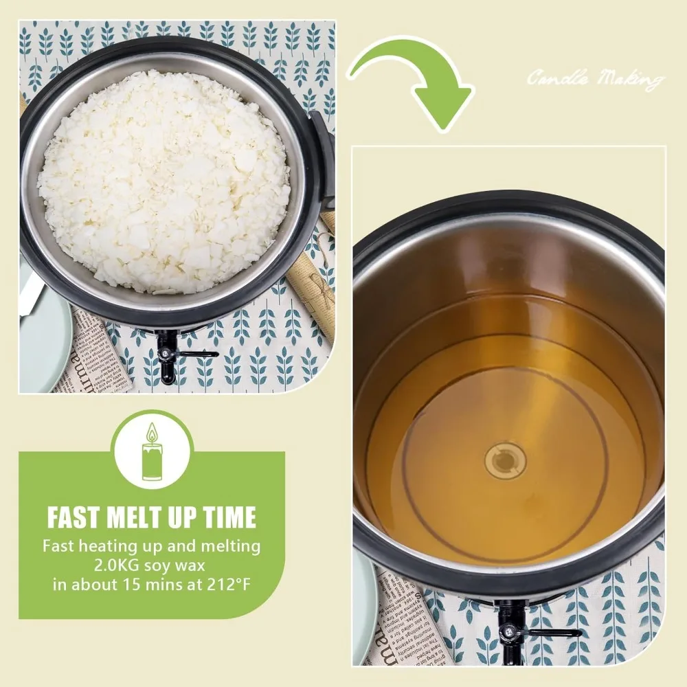 

Wax Melter for Candle Making Large Wax Melting Furnace with Quick Pour Spout & Temp Control,10Lbs Capacity for Candle Business