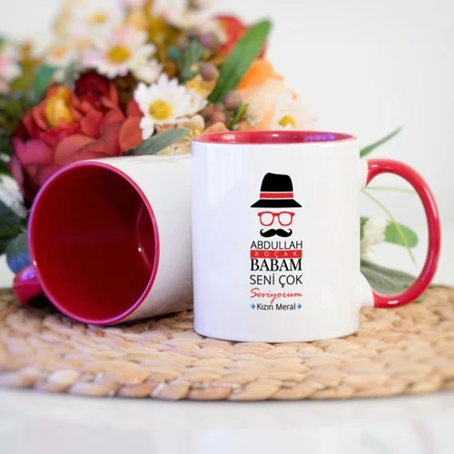 Personalized red color my dad love you very much mug cup