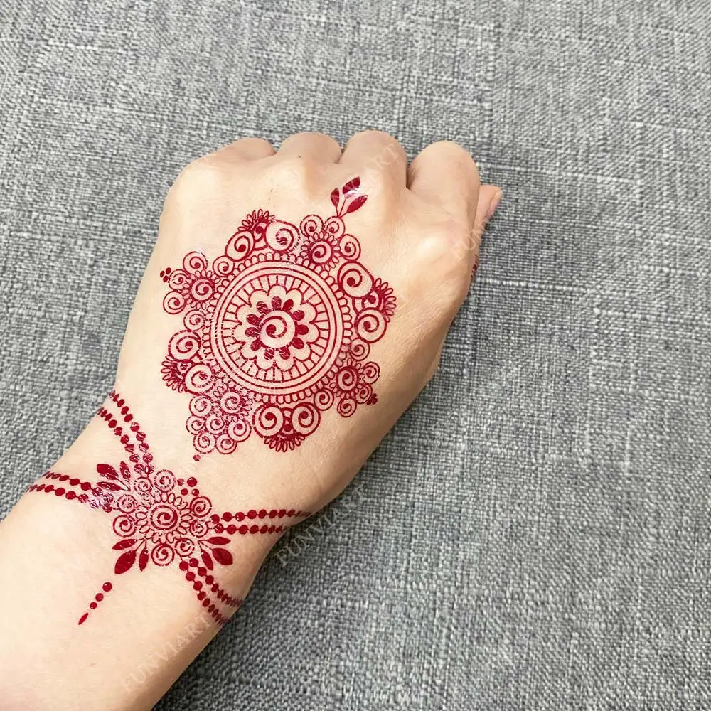 Henna Tattoo Sticker for Hand Waterproof Temporary Tattoos for Women Fake Tattoo Body Art Mehndi Design Stickers Wedding Hena