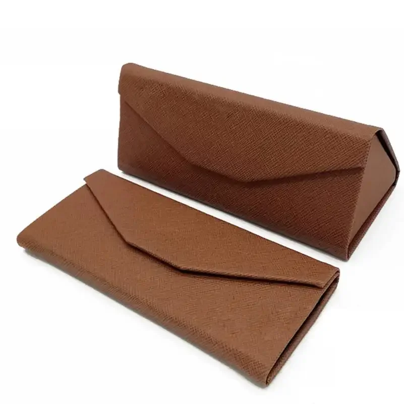 Simple Foldable Triangular Leather Hard Case for Glasses Eyeglass Sunglasses lens container Box Purse Eyewear Accessories