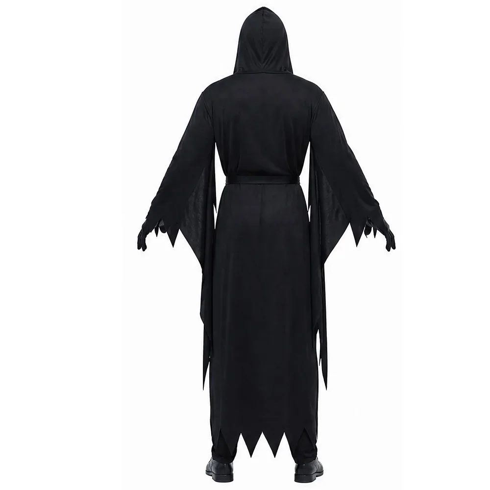 Halloween Erwachsenen-Scream-Kostüm Horror-Geist-Sensenmann Schwarze Robe Geisterhaus-Party Cosplay-Kostüm – Detail 5