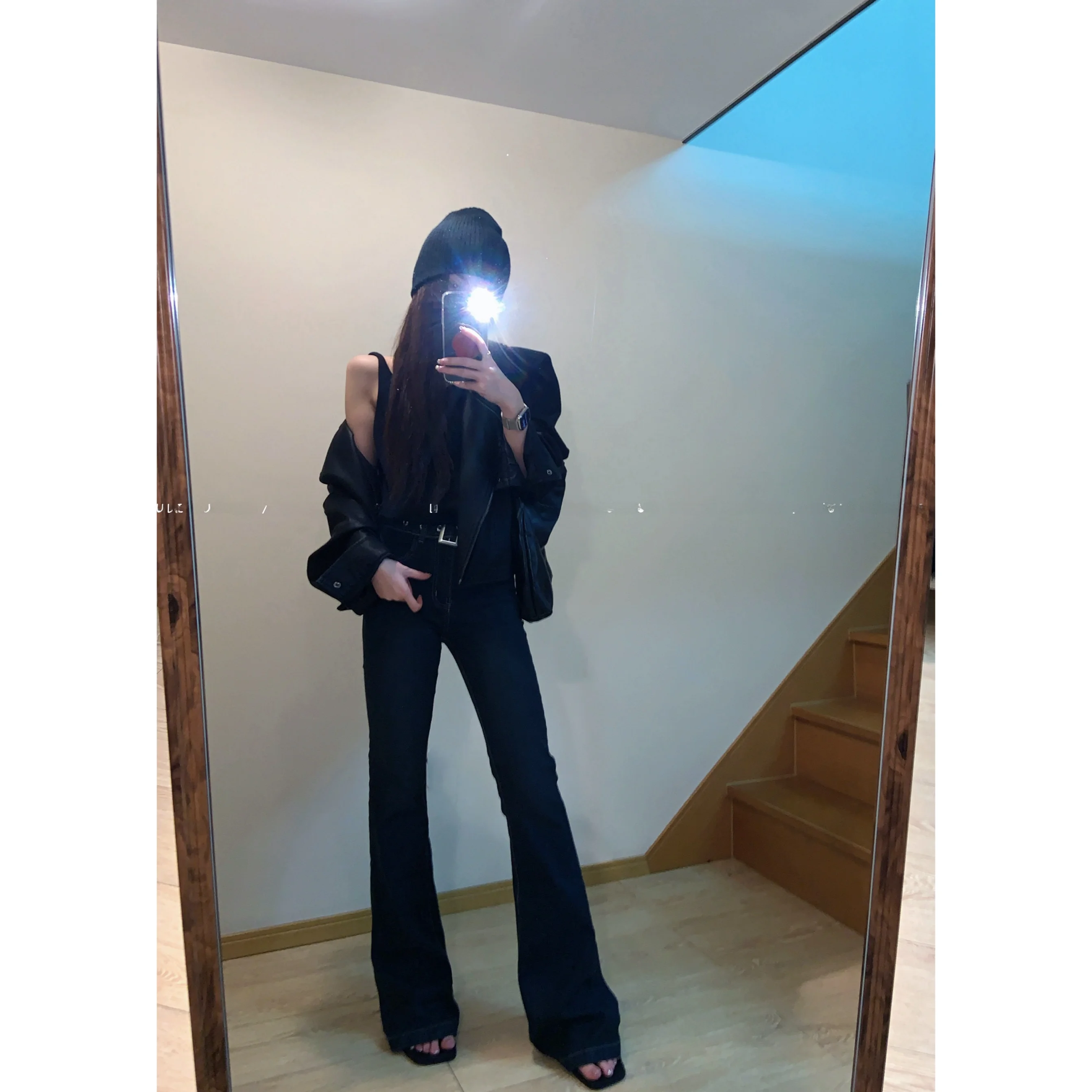 

High Waist Slim Fit Micro Flare Denim Jeans Women's Casual Sle Elastic Waist Pants Ladies Premium Quali Autumn Season