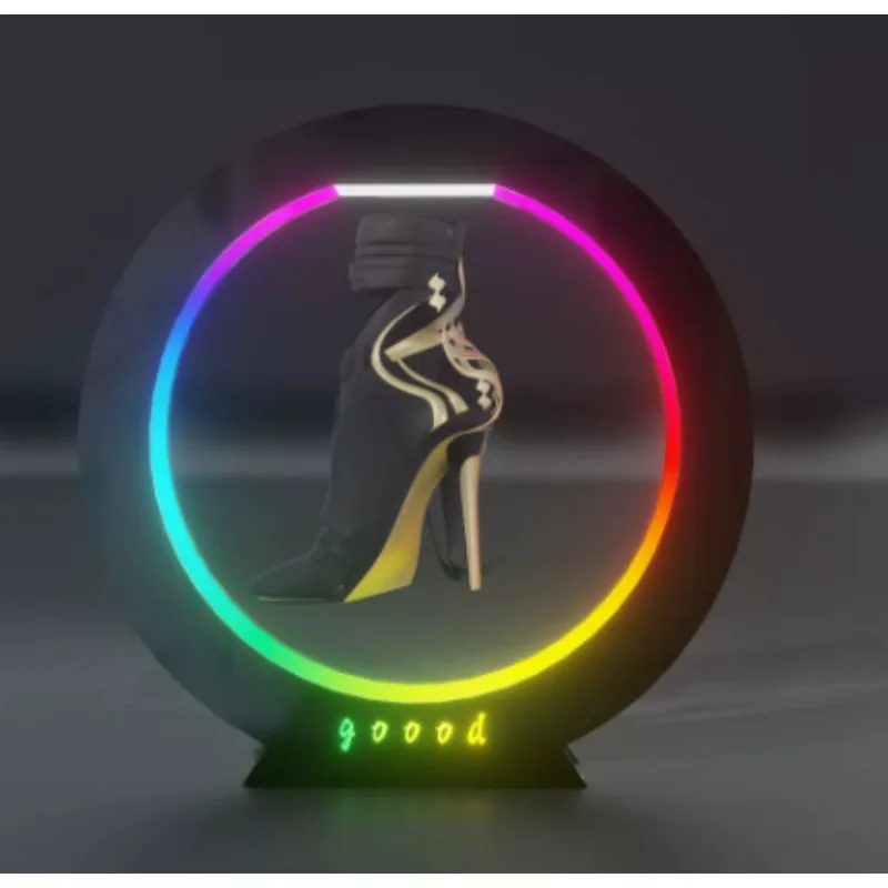 Magnetic Floating Round Display Stand, Rotating LED Marquee Showcase for Collectible Display
