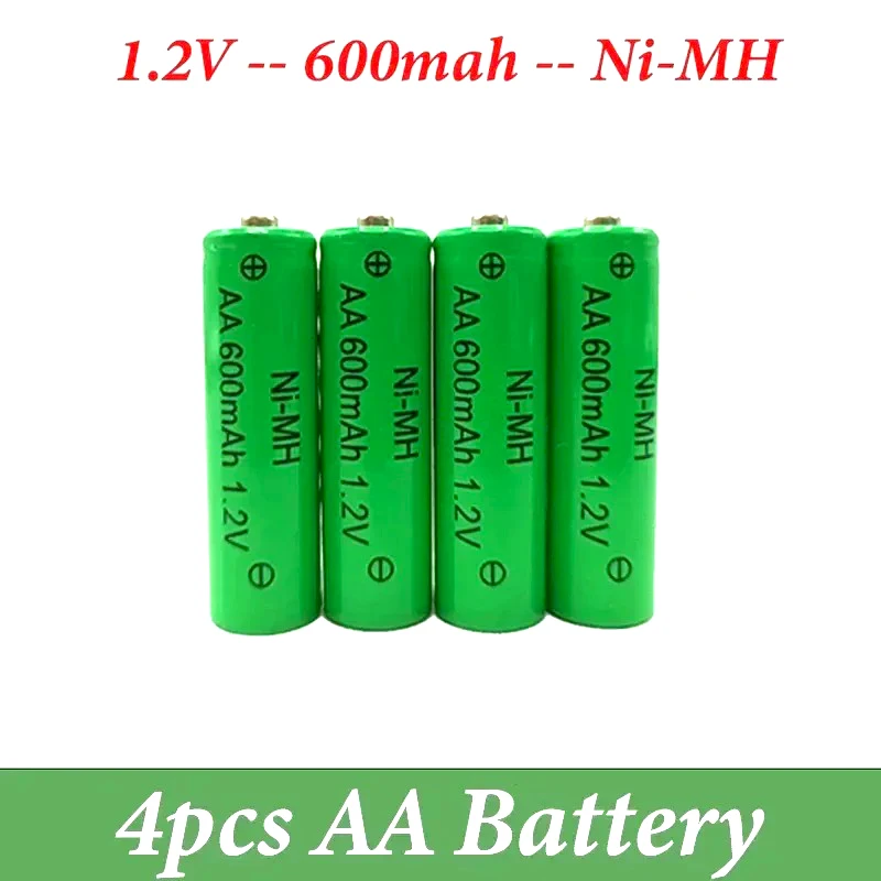 Batería AA 1,2 V NiMH recargable, 600mAh, adecuada para despertador, MP3/MP4, linterna, juguetes, Afeitadora eléctrica, Control remoto