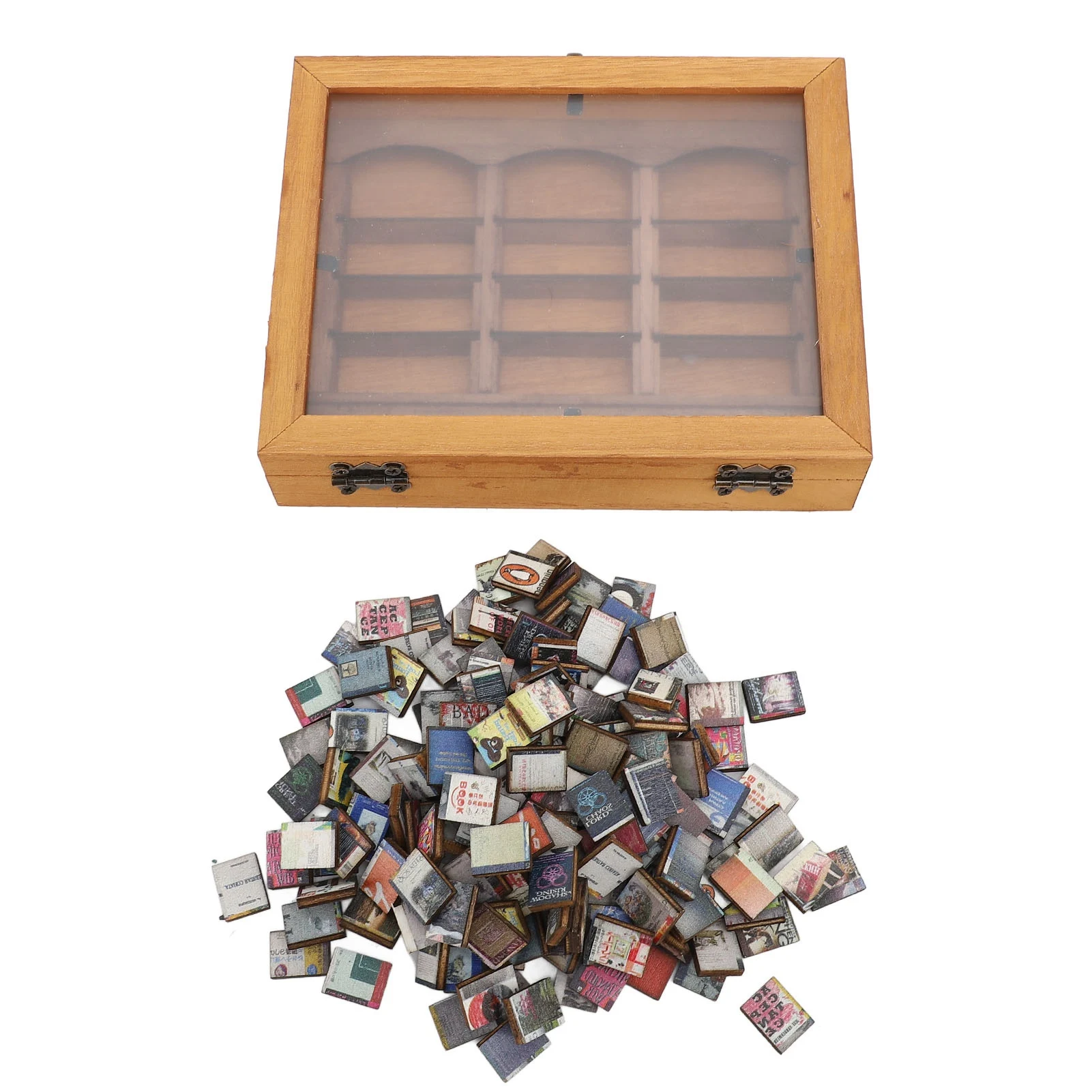 D2 Miniature Book Box Ornaments Display Case Cabinet Anxiety Relief Book Shaking Bookshelf Toy Desk Ornament Bookshelf Mini Book