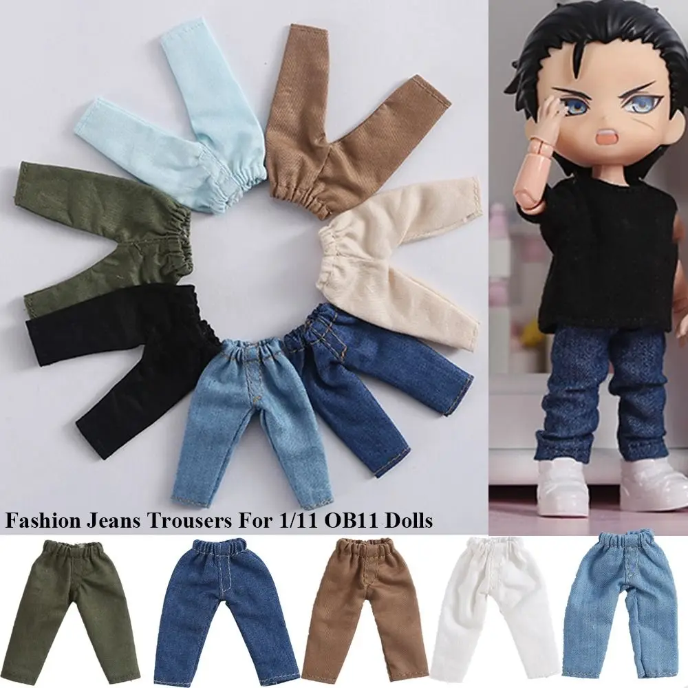 Roupas da moda calças para bonecas 1/11 ob11 para 1/12 bjd/gsc roupas de boneca calças jeans diy obitsu 11 acessórios de roupas de boneca