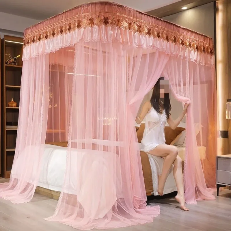 yesGuide rail mosquito net household floor u-shaped track stainless steel telescopic court princess wind