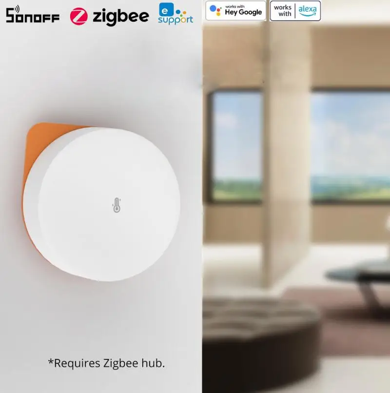 SONOFF-Zigbee Sensor de Temperatura e Umidade, Smart Home Termômetro Detector, Monitor de Alta Precisão, Alexa, Google, SNZB-02P